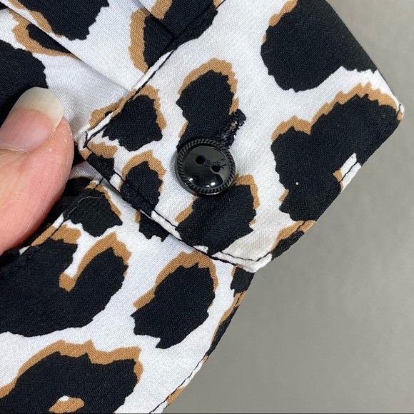 Susan Graver Stretch Leopard Print Tie Front Blouse Sz 28W - Picture 7 of 8